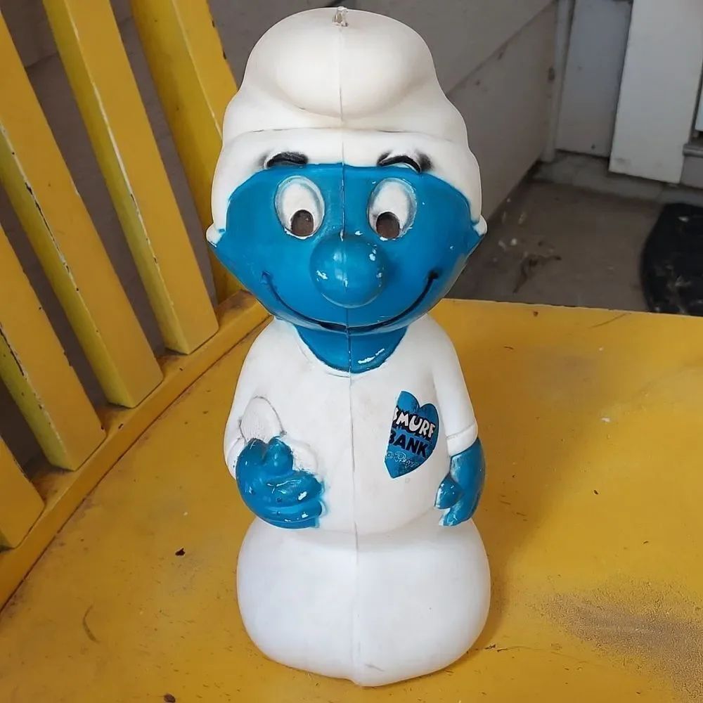 Vintage 1982 11" Peyo Smurf Piggy Bank